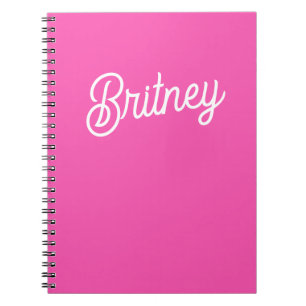 Carnet Monogramme et nom personnalisés Hot Pink moderne