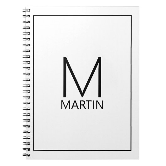 Carnet Monogramme et nom personnalisés modernes (Devant)