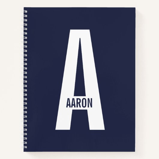 Carnet Monogramme et nom personnalisés modernes (Devant)