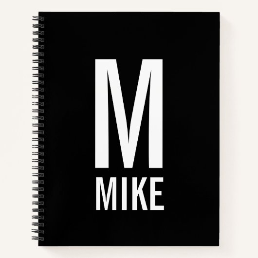 Carnet Monogramme et nom personnalisés modernes (Devant)