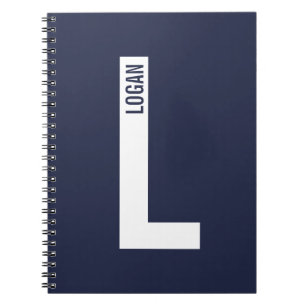 Carnet Monogramme et nom personnalisés modernes