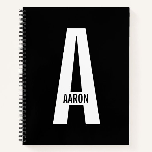 Carnet Monogramme et nom personnalisés modernes (Devant)