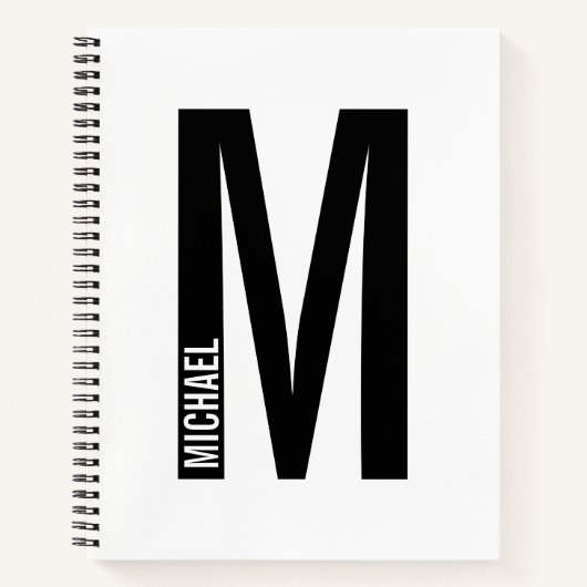 Carnet Monogramme et nom personnalisés modernes (Devant)