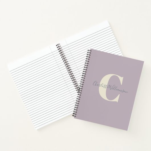 Carnet Monogramme et nom personnalisés simples à Lilac (Intérieur)
