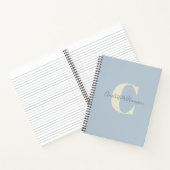 Carnet Monogramme et nom personnalisés simples en bleu (Intérieur)