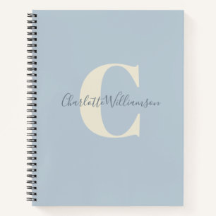 Carnet Monogramme et nom personnalisés simples en bleu
