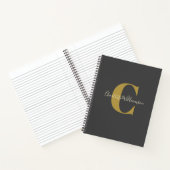 Carnet Monogramme et nom personnalisés simples en noir (Intérieur)