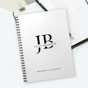 Carnet Monogramme et nom professionnel simple classique