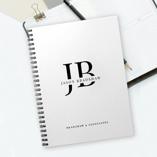 Carnet Monogramme et nom professionnels classiques simple