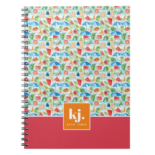 Carnet Monogramme Été Amusant (Devant)