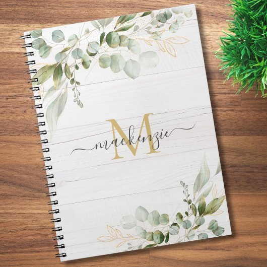 Carnet Monogramme Eucalyptus Aquarelle Rustique