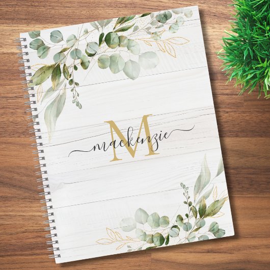 Carnet Monogramme Eucalyptus Aquarelle Rustique