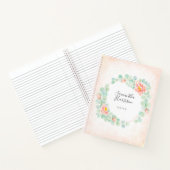 Carnet Monogramme Eucalyptus Peony Flore Wreath Peach Sag (Intérieur)