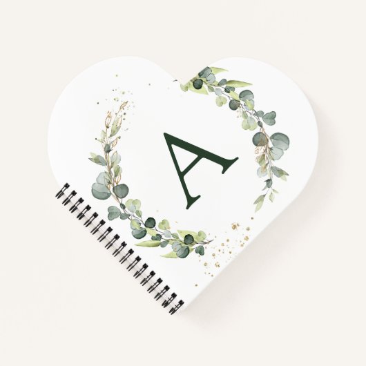 Carnet Monogramme Eucalyptus Vert Blanc Botanique (Devant)