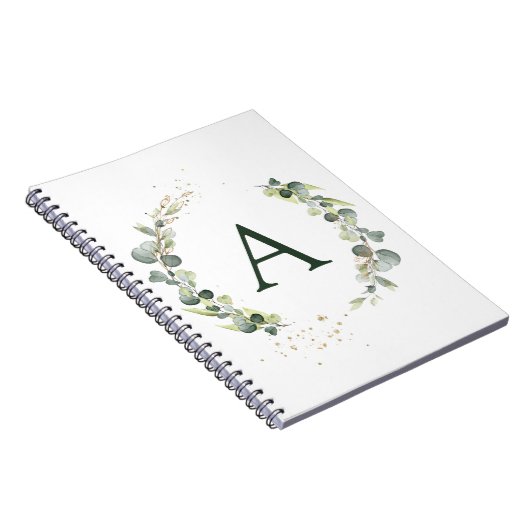 Carnet Monogramme Eucalyptus Vert Blanc Botanique (Côté Droit)