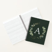 Carnet Monogramme Eucalyptus Vert Émeraude Botanique (Intérieur)