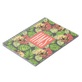 Carnet Monogramme exotique de feuille et d'éléphants | de (Côté gauche)