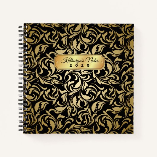 Carnet Monogramme Fancy Or Flourdissant Noir Luxe Plaque (Devant)