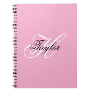 Carnet Monogramme fantaisie noir et blanc Rose