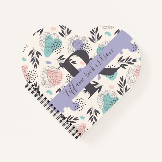 Carnet Monogramme Feuille Pastel Monstera (Devant)