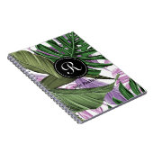 Carnet Monogramme Feuille violet vert d'été tropical (Côté Droit)