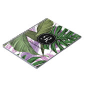Carnet Monogramme Feuille violet vert d'été tropical (Côté gauche)