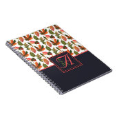 Carnet Monogramme Feuilles d'automne Bleu Orange Décor d' (Côté Droit)