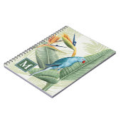 Carnet Monogramme | Feuilles de palmiers à oiseaux bleus (Côté gauche)