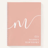 Carnet Monogramme fillette Calligraphie Coral Blush rose (Devant)