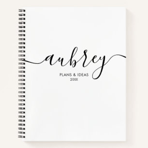 Carnet Monogramme fillette calligraphie Elegan Blanc