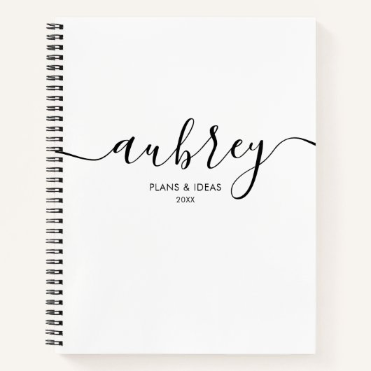 Carnet Monogramme fillette calligraphie Elegan Blanc (Devant)