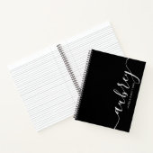 Carnet Monogramme fillette calligraphie noir (Intérieur)
