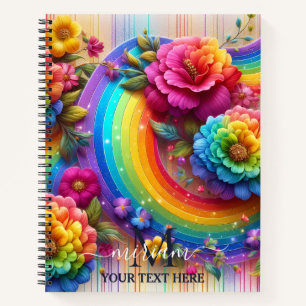 Carnet Monogramme Fleur Floral Arc-en-ciel Féminin