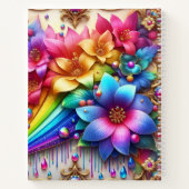 Carnet Monogramme Fleur Floral Arc-en-ciel Féminin (Dos)