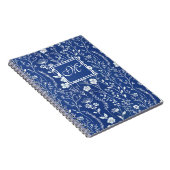 Carnet Monogramme Fleur sauvage bleu et blanc (Côté Droit)