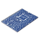 Carnet Monogramme Fleur sauvage bleu et blanc (Côté gauche)