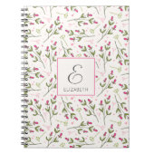 Carnet Monogramme Fleur sauvage rose et vert à longue tig (Devant)