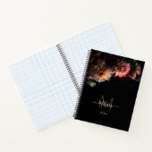 Carnet Monogramme Fleurs Blush Sombres Noir (Intérieur)