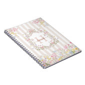 Carnet Monogramme Fleurs Colorées Art Rococo Rayures (Côté Droit)
