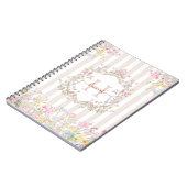 Carnet Monogramme Fleurs Colorées Art Rococo Rayures (Côté gauche)