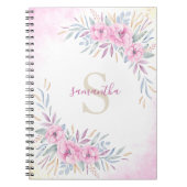Carnet Monogramme Fleurs rose pâle Aquarelle Élégante (Devant)