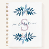 Carnet Monogramme floral aquarelle lilas (Devant)