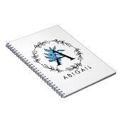 Carnet Monogramme Floral Bleu - Lettre A (Côté Droit)