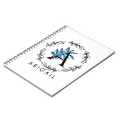 Carnet Monogramme Floral Bleu - Lettre A (Côté gauche)