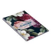 Carnet Monogramme Floral Bourgogne Et Blanc (Côté Droit)