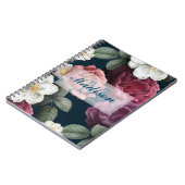 Carnet Monogramme Floral Bourgogne Et Blanc (Côté gauche)