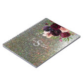 Carnet Monogramme floral Bourgogne et rose - Parties scin (Côté gauche)