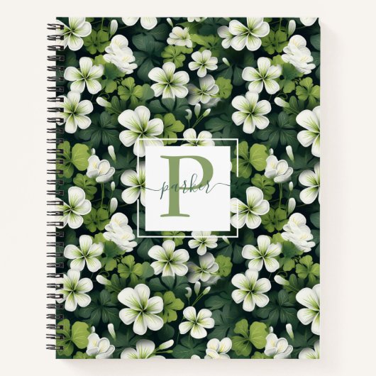 Carnet Monogramme floral de trèfle (Devant)