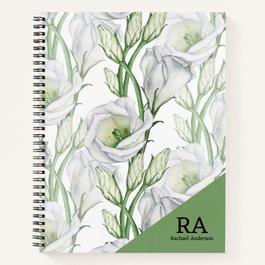Carnet Monogramme floral de verdure personnalisé nom init (Devant)