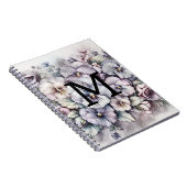 Carnet Monogramme floral dessin rose pansies fleurs (Côté Droit)